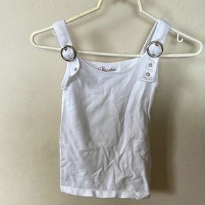 White belted tank top